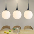 Sleek 1-Light Suspension Pendant: Minimalist Glass Hanging Light For Dining Room Black / 8’