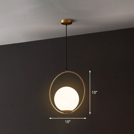 Globe Hanging Lamp Kit - Postmodern White Glass Pendant Light For Restaurants Gold / 10