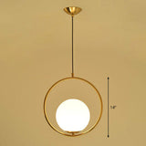 Modern Milky Glass Single-Bulb Pendant Light For Kitchen Ball Design Hanging Ceiling Lighting