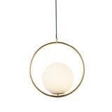 Modern Milky Glass Single-Bulb Pendant Light For Kitchen Ball Design Hanging Ceiling Lighting