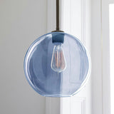 Sleek 1-Light Suspension Pendant With Globe Glass Shade - Perfect For Dining Room Ceilings Blue