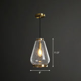 Clear Seeded Glass Geometry Pendant Lamp - Simplistic Bedroom Hanging Fixture / C