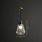 Clear Seeded Glass Geometry Pendant Lamp - Simplistic Bedroom Hanging Fixture / A