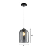 Dual-Glass Inverted Pendant Light For Dining Room Postmodern Ceiling Hang Lamp Smoke Gray