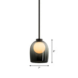 Contemporary Glass Pendant Light With Single Bell And Ball Design For Living Room Suspension Smoke
