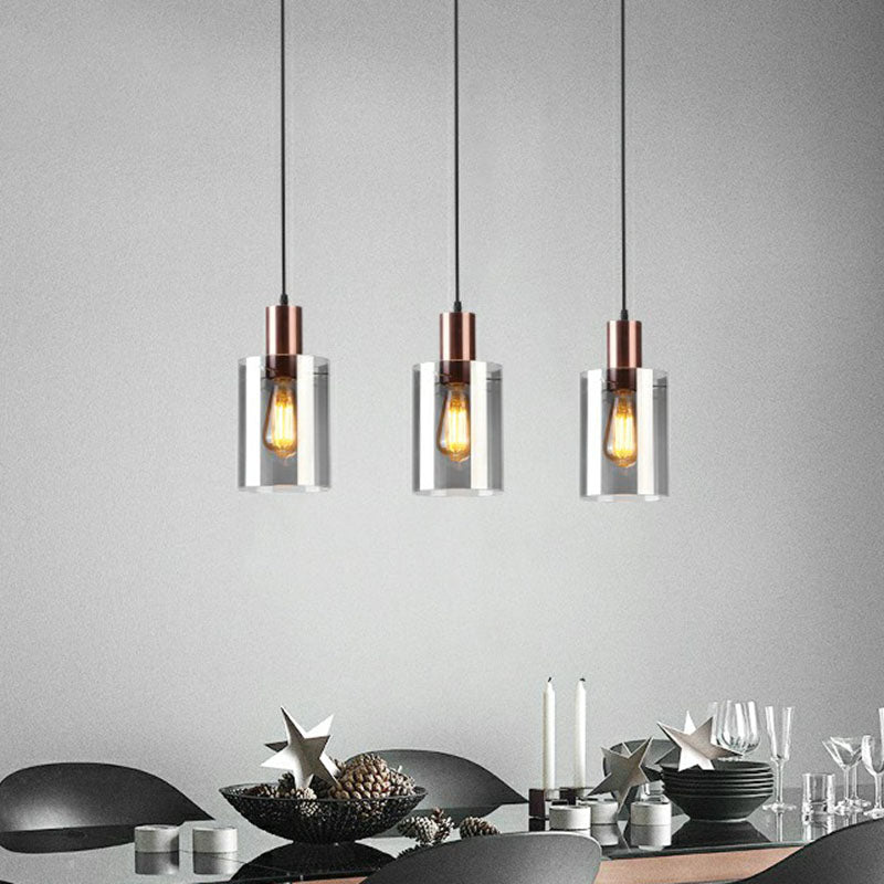 Smoke Grey Glass Pendant Light - Rose Gold Bottle Shaped Postmodern Hanging Fixture
