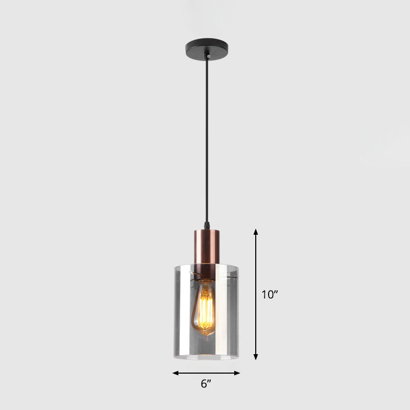 Smoke Grey Glass Pendant Light - Rose Gold Bottle Shaped Postmodern Hanging Fixture Gray
