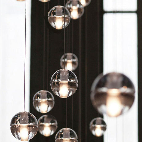 Modern Meteor Shower Multi-Light Pendant Chandelier With Clear Seedy Glass