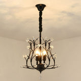 Contemporary Crystal Strands Ceiling Light Fixture - Terrace Semi Flush Mount Chandelier Black / G