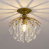 Contemporary Crystal Strands Ceiling Light Fixture - Terrace Semi Flush Mount Chandelier Gold / A