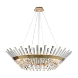 Minimalist Gold Tapered Chandelier With Crystal Prism - Living Room Pendant Light