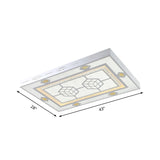 Modern Led Ceiling Mount Light With Crystal Accent - Rectangular Mental Flush Lamp For Living Room