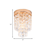 Copper Mini Flush Mount Crystal Ceiling Light - Double Tier 1-Light