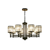 Retro Crystal Pendant Light With Adjustable Chain - Black 3/6/8 Lights