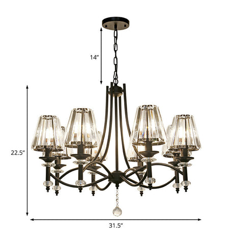 Contemporary Crystal Chandelier With Adjustable Chain - 4/6/8 Black Lights