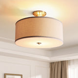 Classic White Drum Semi Flush Light For Living Room With 4 Lights 16/19.5 Wide