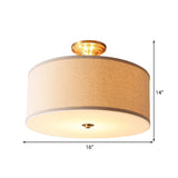 Classic White Drum Semi Flush Light For Living Room With 4 Lights 16/19.5 Wide