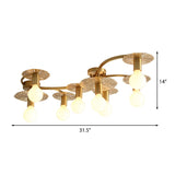 Traditional Brass Metal Semi Flush Ceiling Mount With 6/8 Lights For Living Room