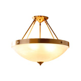 Traditional Frosted Glass Bowl Semi Flush Light - Gold 3 Lights For Dining Room 12/16/19.5 Wide