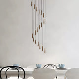 Minimalist Spiral Design Gold Cone Pendant With 19 Bulb Acrylic Stair Multi-Lamp Hanging Light