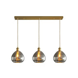 Teardrop Glass Cluster Pendant - Post-Modern Brass 3-Light Hanging Lamp Smoke Gray / Linear