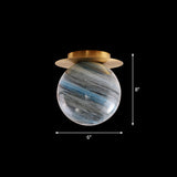 Nordic 1-Light Stained Glass Flush Mount Lamp: Elegant Brass Finish Ceiling Light For Corridor Blue