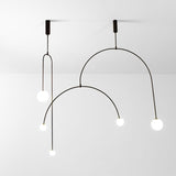 Modern Black Arched Pendant Lamp - Simplicity 3-Light Chandelier With Ball White Glass Shade