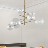 6-Head Nordic Glass Chandelier With Gold Finish For Dining Room