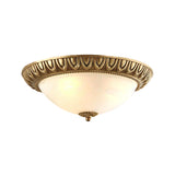 Traditional Frosted Glass Flush Mount Ceiling Light With 4 Brass Lights - Ideal For Living Room