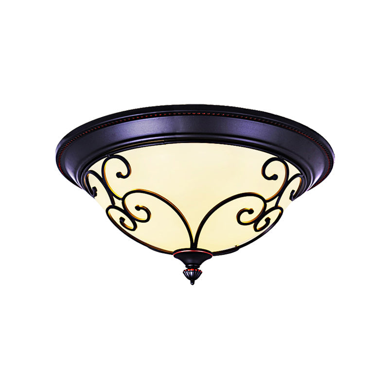 Bowl Bedroom Flush Mount Lamp - Classic Frosted Glass Led Ceiling Light White Warm/White 12.5/19.5
