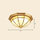Opal Frosted Glass Colonial Dome Flush Mount Lighting In Brass