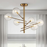 Clear Glass Gold Chandelier - Postmodern Suspension Light For Restaurants