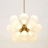 Postmodern 18-Bulb Gold Glass Chandelier - Creative Bubbles Bedroom Pendant Light White