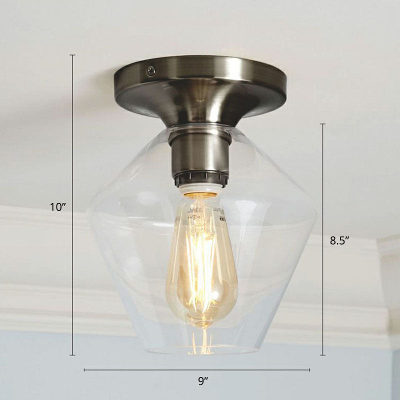 Geometric Glass Flushmount Light - Sleek And Simple Ceiling Fixture For Balcony More Black / C