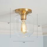 Geometric Glass Flushmount Light - Sleek And Simple Ceiling Fixture For Balcony More Gold / G