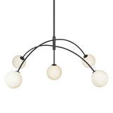 Modern Black Arc Shaped Suspension Lamp: 5-Head Glass Chandelier For Dining Room