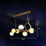 Gold Stained Glass Nordic Planet Hanging Light - 7 Heads Dining Room Chandelier