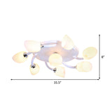 Traditional White Oval Semi Flush Light With Frosted Glass For Living Room - 4/6/8 Lights