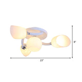 Traditional White Oval Semi Flush Light With Frosted Glass For Living Room - 4/6/8 Lights