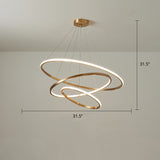 Gold Metal Circular Led Chandelier: Stylish Modern Lighting For Sitting Rooms 3 / Large