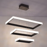 Contemporary Acrylic Rectangle Chandelier Pendant Light - Black Led Hanging
