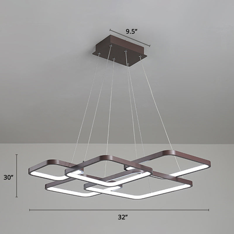 Minimalist Metallic Rhombus Chandelier Pendant Light Layered Design Led Coffee Tone 5 /