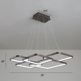 Minimalist Metallic Rhombus Chandelier Pendant Light Layered Design Led Coffee Tone 5 /