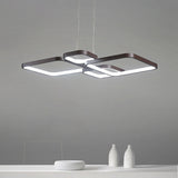 Minimalist Metallic Rhombus Chandelier Pendant Light Layered Design Led Coffee Tone
