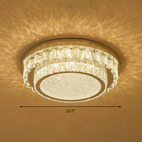 Modern Crystal Led Flush Ceiling Light With Sleek Geometric Design Clear / 23.5 Round