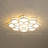 Modern Floral Led Ceiling Light With Clear Crystal Accents - Minimalist Design / 27 A