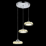 Modern Crystal Led Dining Room Pendant Light With Three Clear Heads / Round