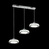 Modern Crystal Led Dining Room Pendant Light With Three Clear Heads / Linear