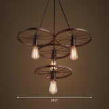 Loft Style Wagon Wheel Chandelier - Cast Iron Suspension Pendant Light For Dining Room 4 / Rust