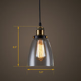Single Clear Glass Industrial Bell Ceiling Pendant Light For Restaurants